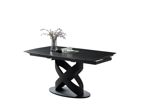 Tavolo IGOR allungabile 160-240 cm con piano in marmo e struttura in metallo nero o champagne

