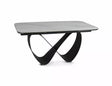 Tavolo Infinity Ceramic allungabile con top in vetroceramica effetto marmo bianco e struttura in metallo nero