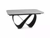 Tavolo Infinity Ceramic allungabile con top in vetroceramica effetto marmo bianco e struttura in metallo nero