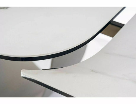Tavolo Infinity Ceramic allungabile con top in vetroceramica effetto marmo bianco e struttura in metallo nero