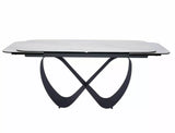 Tavolo Infinity Ceramic allungabile con top in vetroceramica effetto marmo bianco e struttura in metallo nero