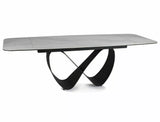 Tavolo Infinity Ceramic allungabile con top in vetroceramica effetto marmo bianco e struttura in metallo nero
