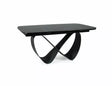 Tavolo Infinity Ceramic allungabile con top in vetroceramica marmo nero e base in metallo verniciato nero opaco