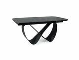 Tavolo Infinity Ceramic allungabile con top in vetroceramica marmo nero e base in metallo verniciato nero opaco