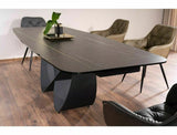 Tavolo Infinity Ceramic allungabile con top in vetroceramica marmo nero e base in metallo verniciato nero opaco