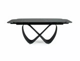 Tavolo Infinity Ceramic allungabile con top in vetroceramica marmo nero e base in metallo verniciato nero opaco

