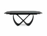 Tavolo Infinity Ceramic allungabile con top in vetroceramica marmo nero e base in metallo verniciato nero opaco

