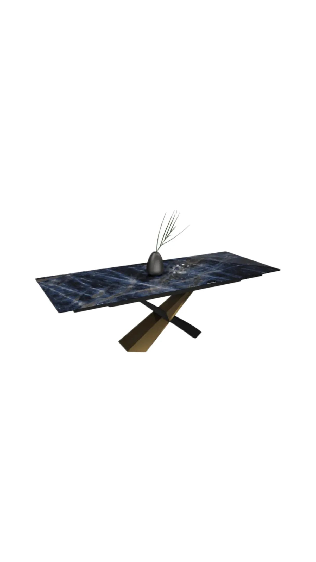 Tavolo Ixcence Abitare allungabile con struttura in metallo incrociato e piano in vetroceramica Sahara Noir lucido