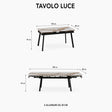 Tavolo Luce allungabile 160-240 cm in ceramica Bianco Patagonia con gambe nere
