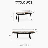 Tavolo Luce allungabile 160-240 cm in ceramica Bianco Patagonia con gambe nere