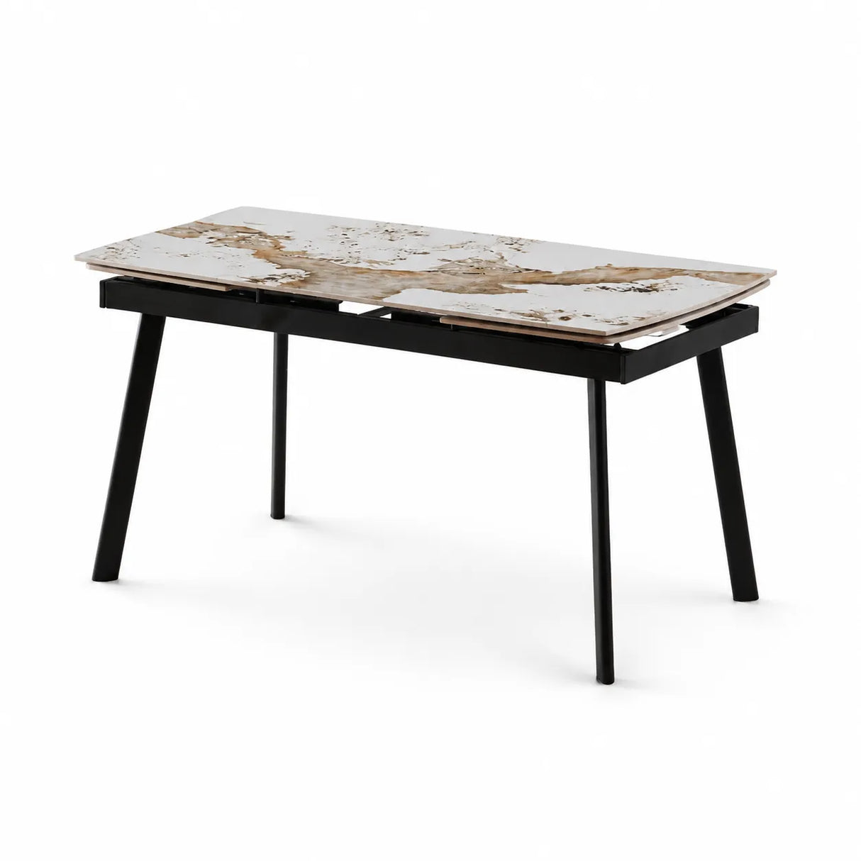 Tavolo Luce allungabile 160-240 cm in ceramica Bianco Patagonia con gambe nere
