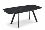 Tavolo allungabile Marte 180/200 cm con piano in ceramica effetto Marmo Nero Creta e struttura in metallo nero.