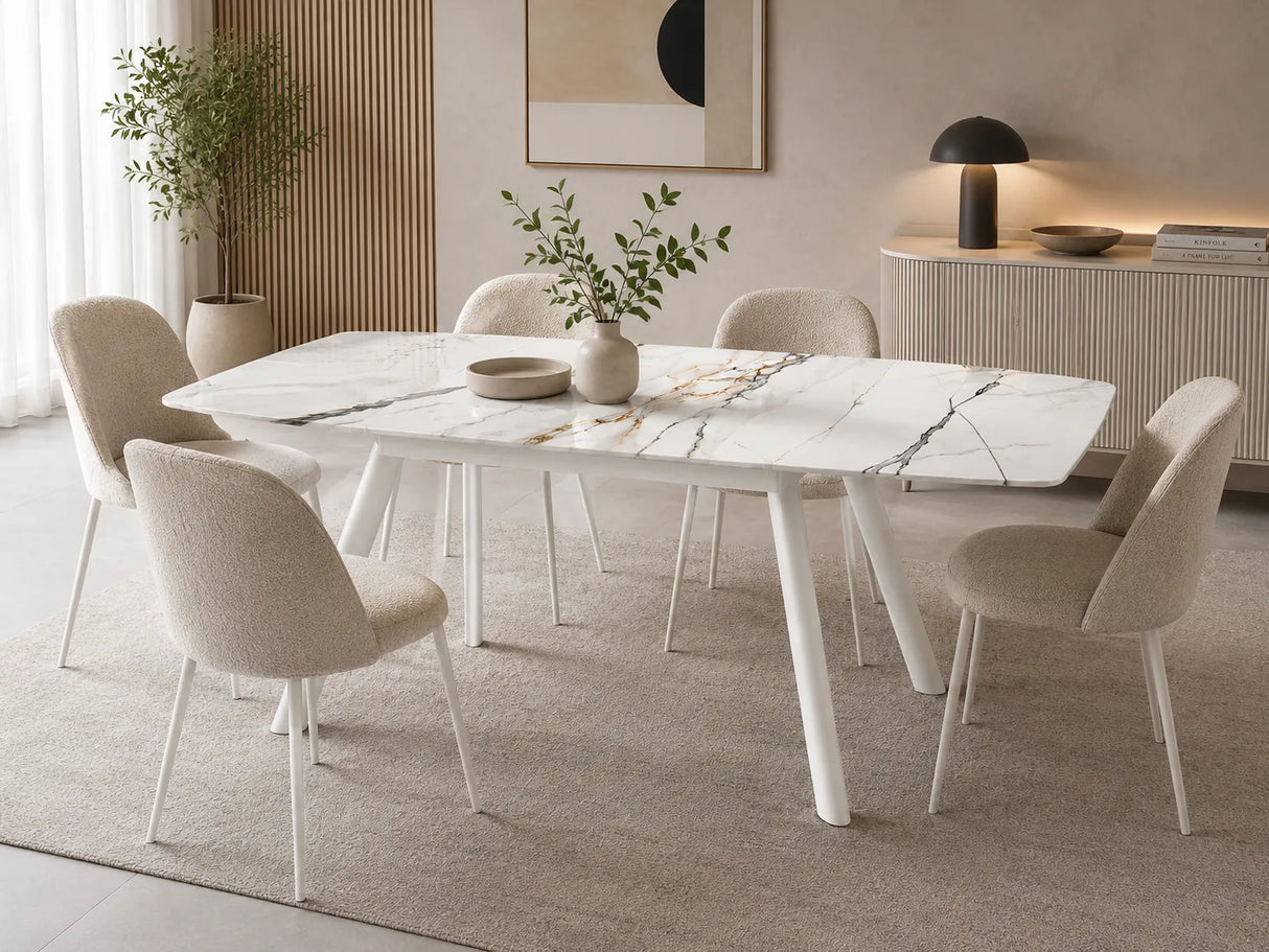 Tavolo Allungabile Marte 120/180 cm – Piano in Ceramica e Struttura in Metallo