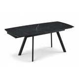 Tavolo allungabile Marte 140/200 cm con piano in ceramica effetto Marmo Nero Creta e struttura in metallo nero.