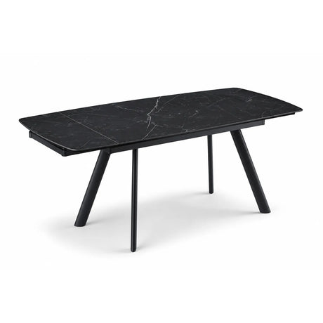 Tavolo allungabile Marte 140/200 cm con piano in ceramica effetto Marmo Nero Creta e struttura in metallo nero.