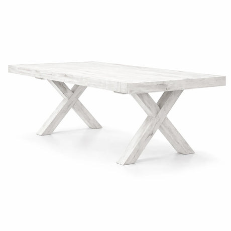 Tavolo Monza allungabile in legno effetto rovere bianco con gambe a X, stile moderno rustico