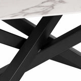 Tavolo Moon allungabile con piano in ceramica effetto marmo Calacatta Oro e base in metallo oro o nero