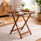 Tavolo pieghevole in legno naturale 60x95 cm per giardino, casa e campeggio