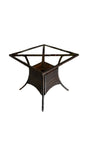 Tavolo Lory quadrato 80x80 cm in rattan intrecciato con piano in vetro temperato per esterni