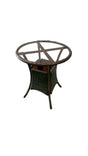 Tavolo Lory rotondo Ø80 cm in rattan intrecciato con piano in vetro temperato per giardino e terrazzo