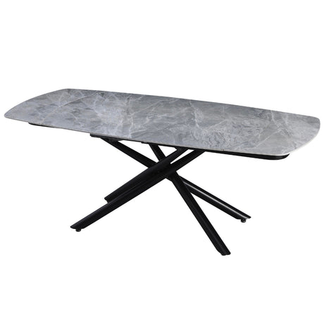 Tavolo Ryder allungabile da pranzo con piano in ceramica marmorizzata grigio o bianco

