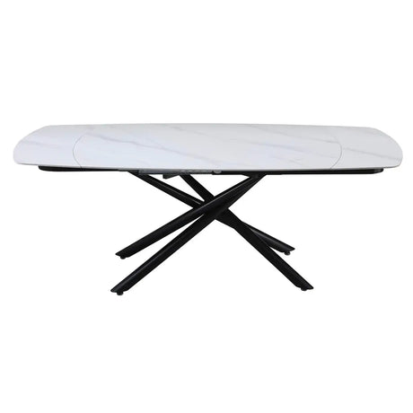 Tavolo Ryder allungabile da pranzo con piano in ceramica marmorizzata grigio o bianco