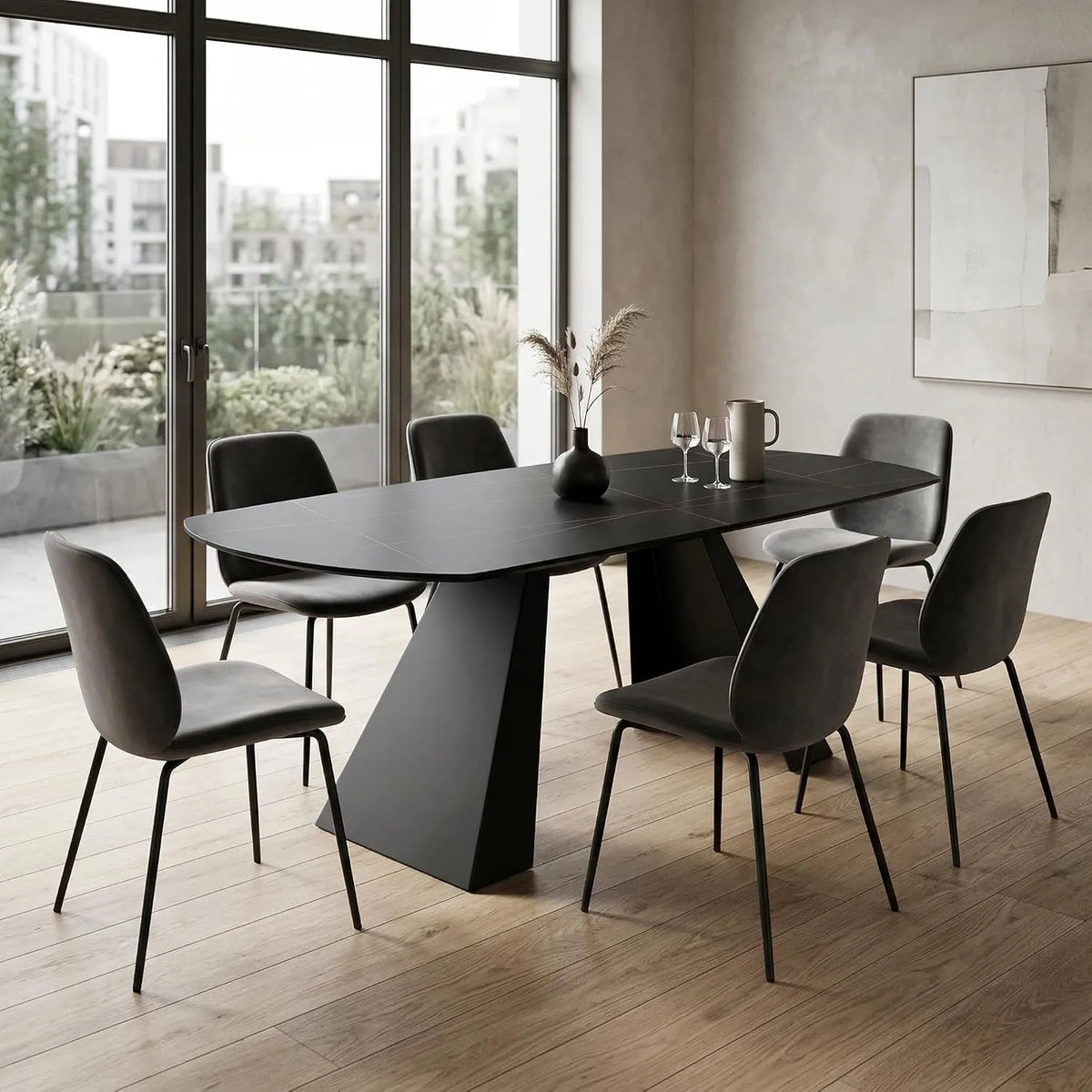 Tavolo Space allungabile con apertura rotante, piano in ceramica e due allunghe integrate, da 150 × 90 cm a rotondo Ø 150 cm