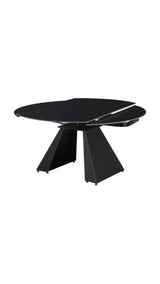 Tavolo allungabile moderno Space con top in ceramica e base a trapezio in metallo

