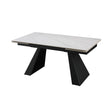 Tavolo Vermont allungabile 160x90 estensibile a 240 in ceramica effetto marmo Carrara con struttura in metallo nero