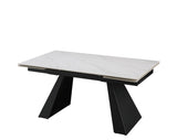 Tavolo Vermont allungabile 160x90 estensibile a 240 in ceramica effetto marmo Carrara con struttura in metallo nero