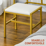 Toeletta trucco bianca con specchio rotondo LED touch, 2 cassetti, 5 vani e sgabello imbottito, perfetta per camera da letto elegante.