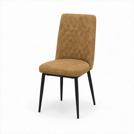 Sedia imbottita Tufi Vintage in microfibra effetto vintage con gambe in metallo nero.