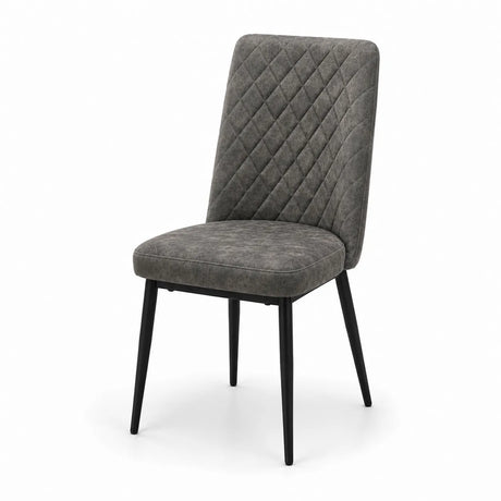 Sedia imbottita Tufi Vintage in microfibra effetto vintage con gambe in metallo nero.