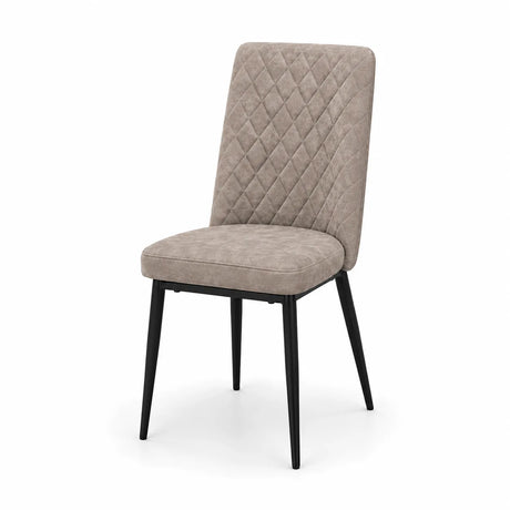 Sedia imbottita Tufi Vintage in microfibra effetto vintage con gambe in metallo nero.